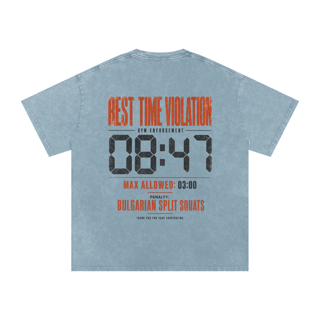 Rest Time Violation Snow Washed Oversized Cotton T-Shirt