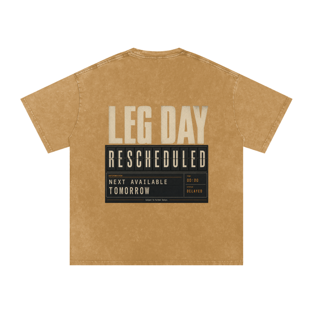 Leg Day Rescheduled Snow Washed Oversized Cotton T-Shirt