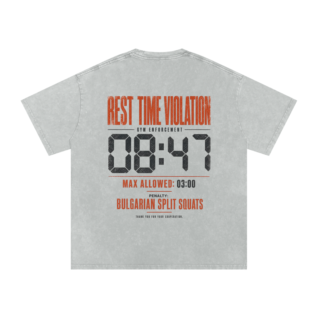 Rest Time Violation Snow Washed Oversized Cotton T-Shirt