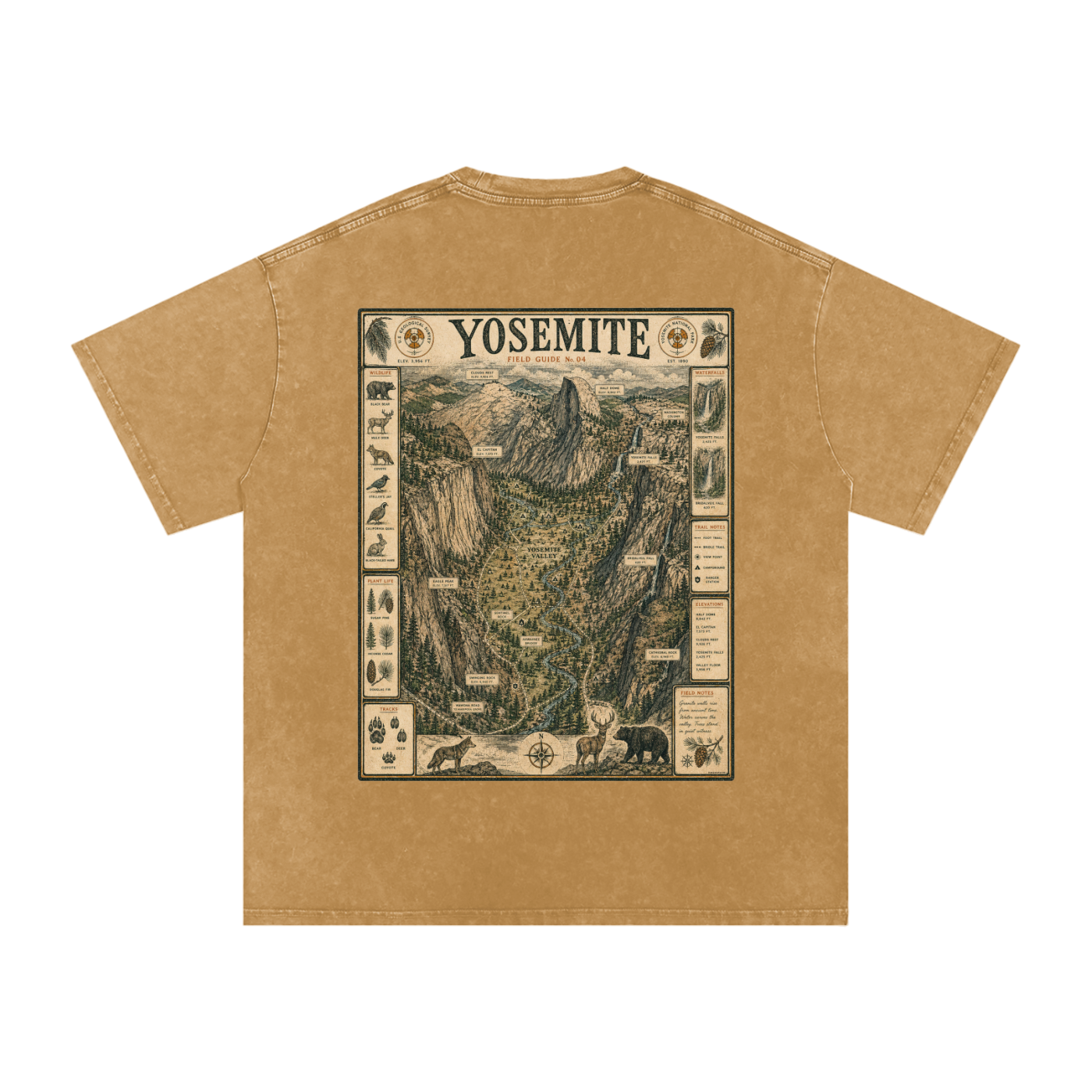 Vintage Yosemite Field Guide Snow Washed Tee