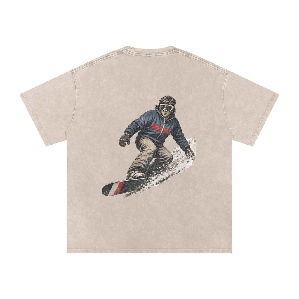 Retro Snowboarder Snow Washed Oversized Cotton T-Shirt
