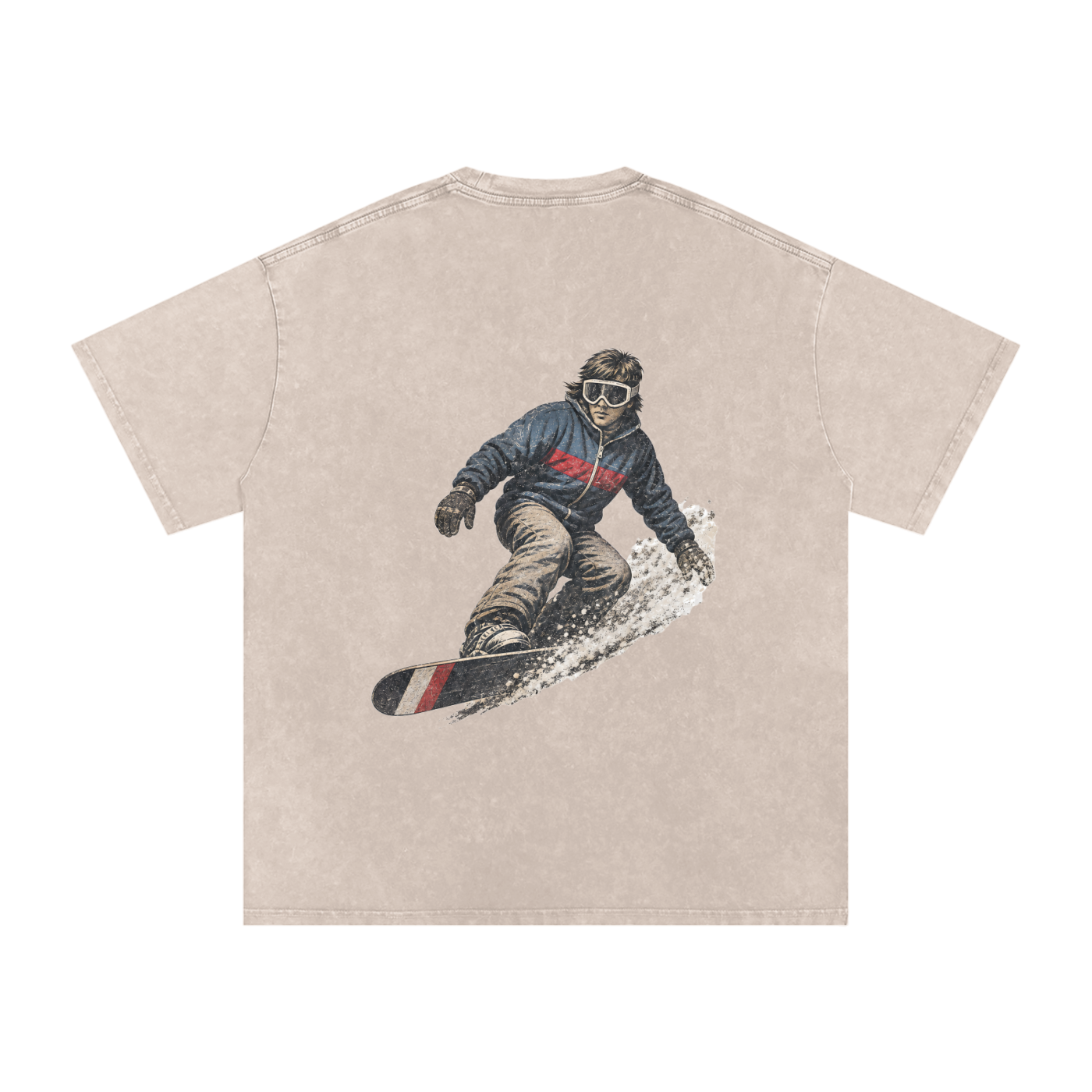 Retro Snowboarder Snow Washed Oversized Cotton T-Shirt