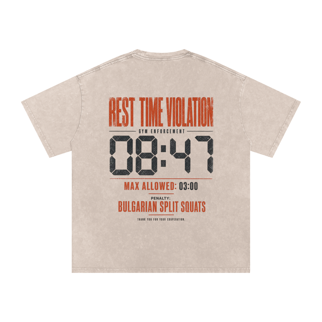 Rest Time Violation Snow Washed Oversized Cotton T-Shirt