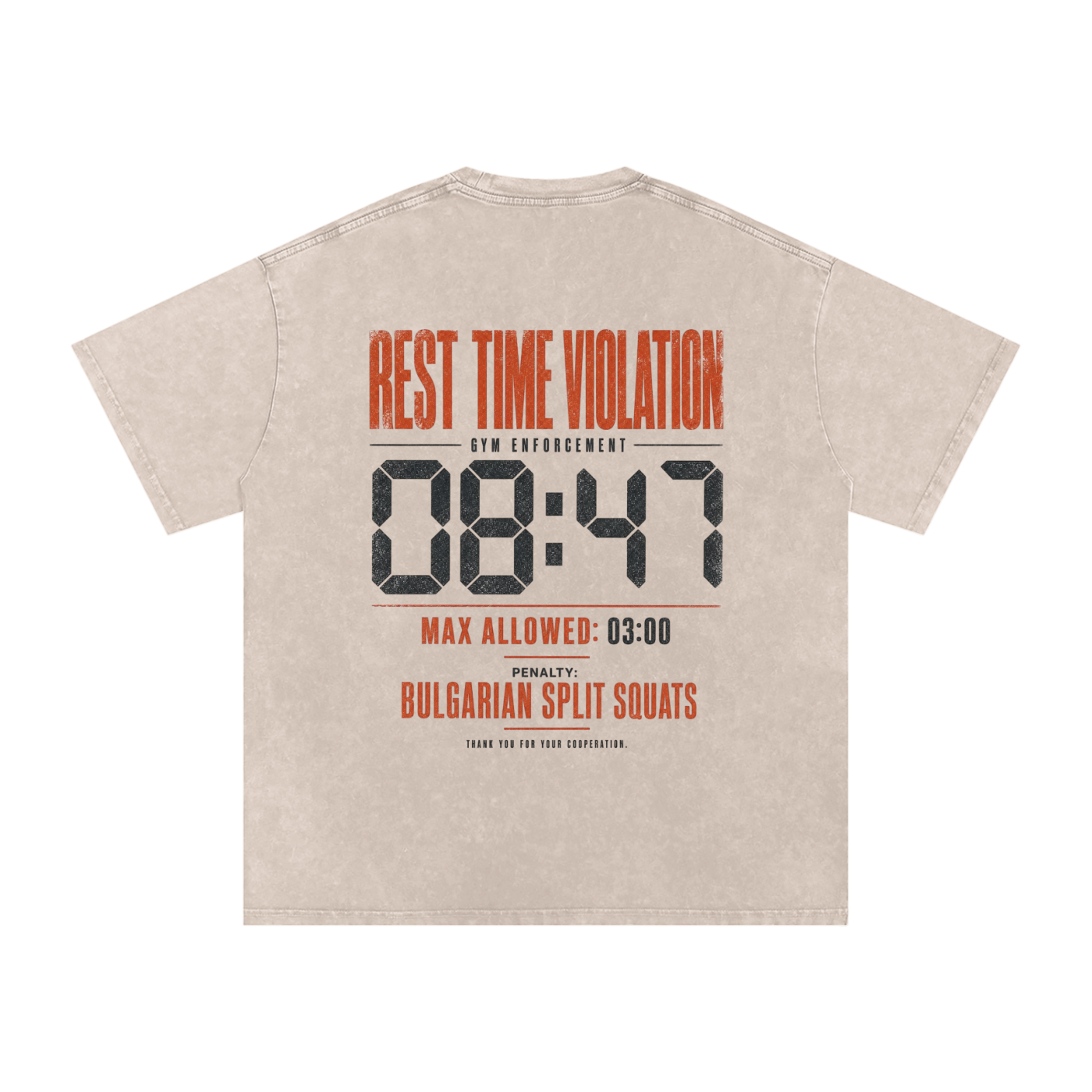 Rest Time Violation Snow Washed Oversized Cotton T-Shirt