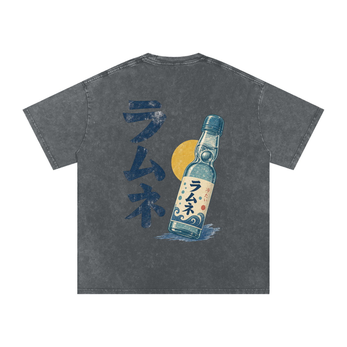 Vintage Ramune Bottle Snow Washed Oversized Tee