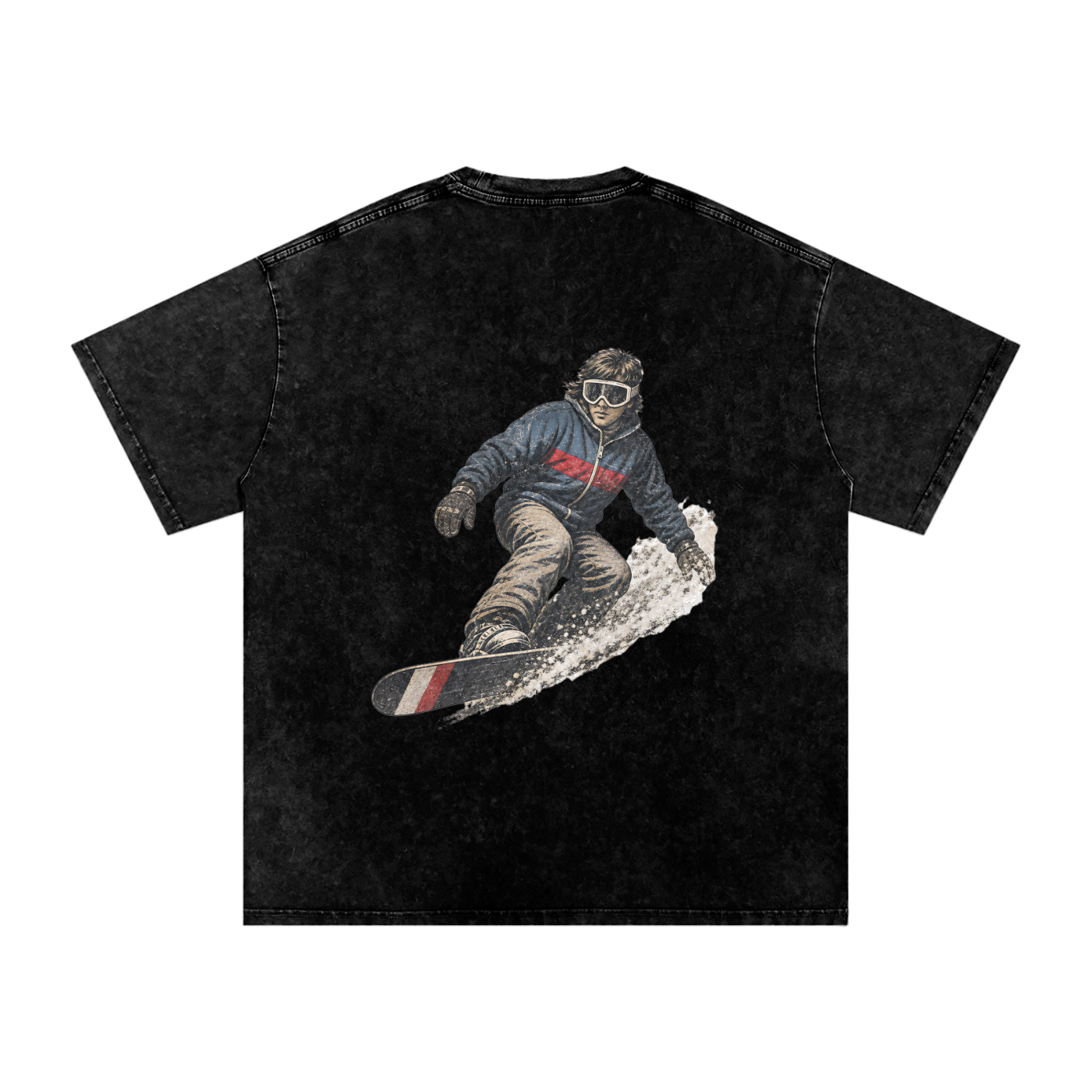 Retro Snowboarder Snow Washed Oversized Cotton T-Shirt