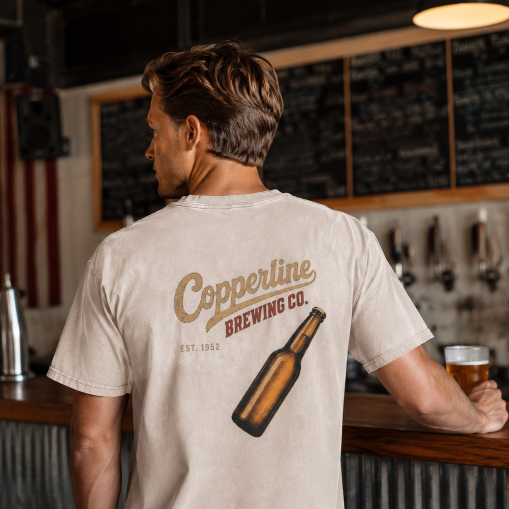 Vintage Copperline Brewing Co. Snow Washed Oversized Tee