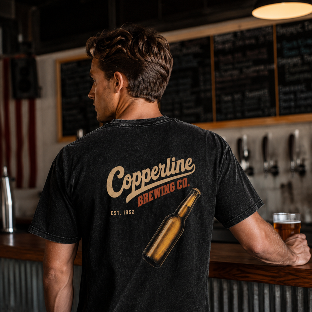Vintage Copperline Brewing Co. Snow Washed Oversized Tee