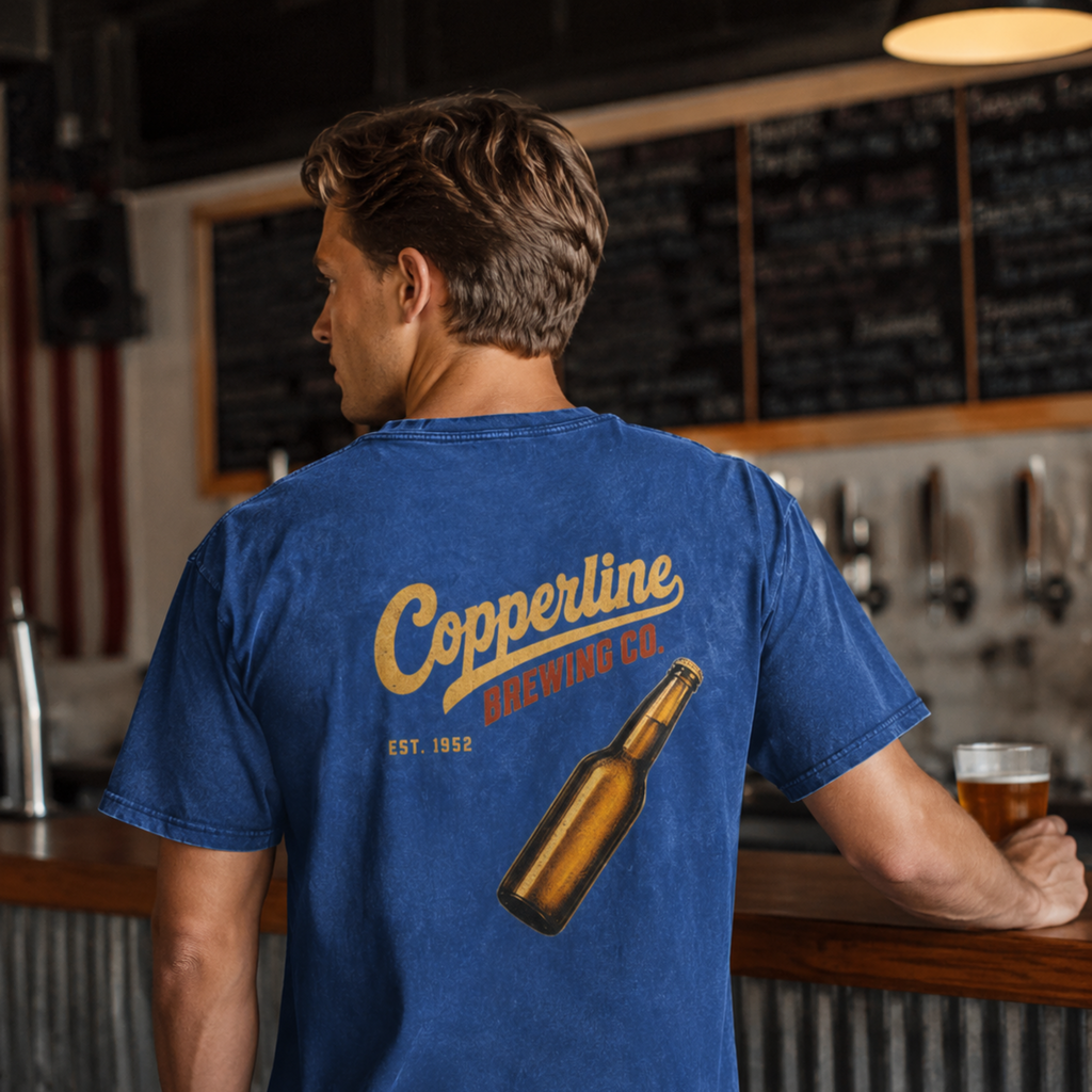 Vintage Copperline Brewing Co. Snow Washed Oversized Tee