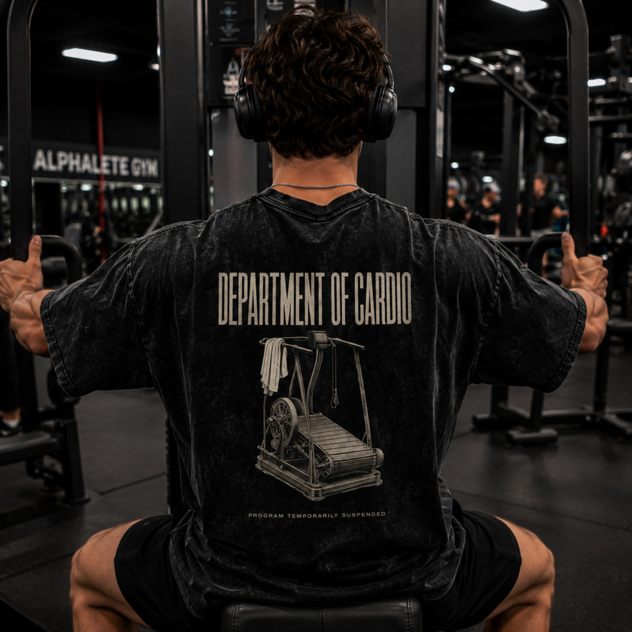 Department of Cardio Snow Washed Oversized Cotton T-Shirt