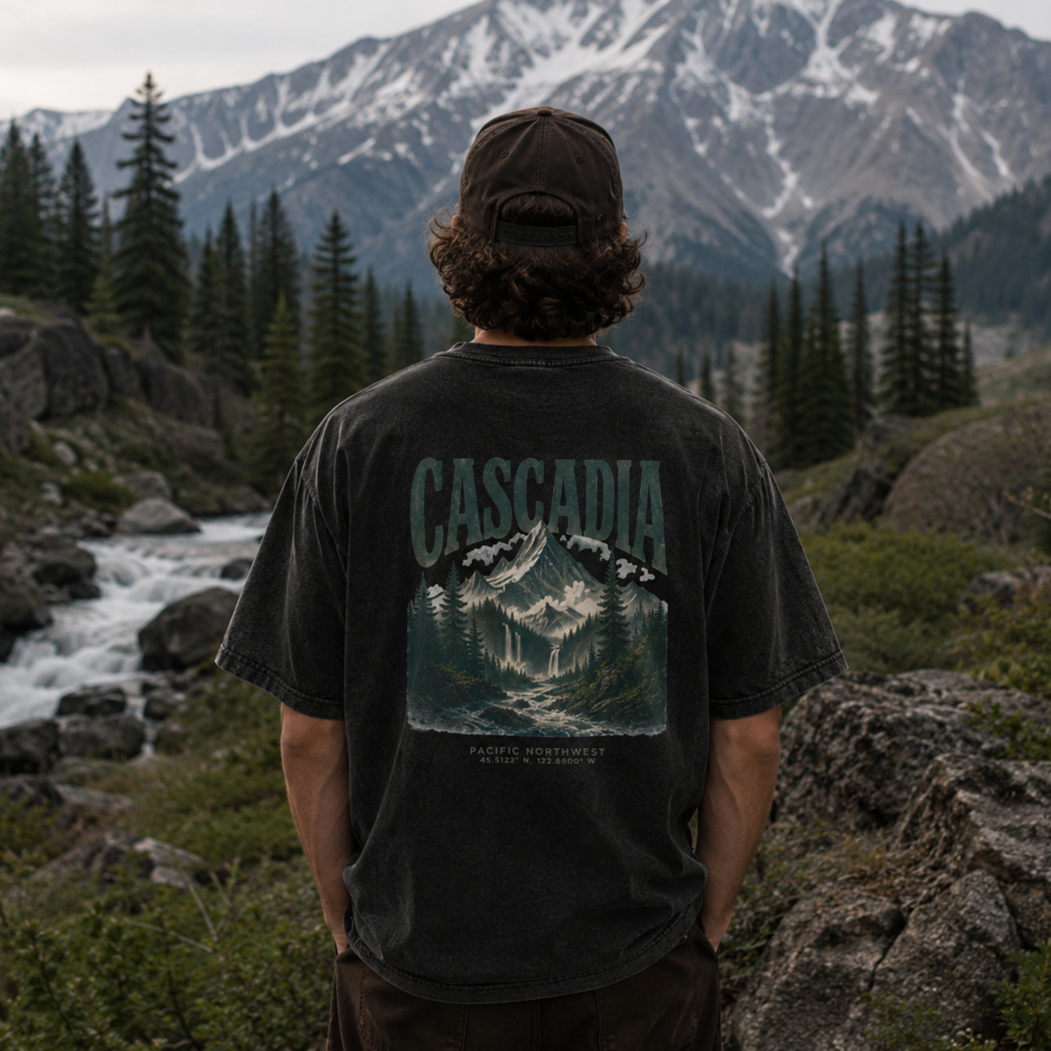 Vintage Cascadia Pacific Northwest Snow Washed Tee