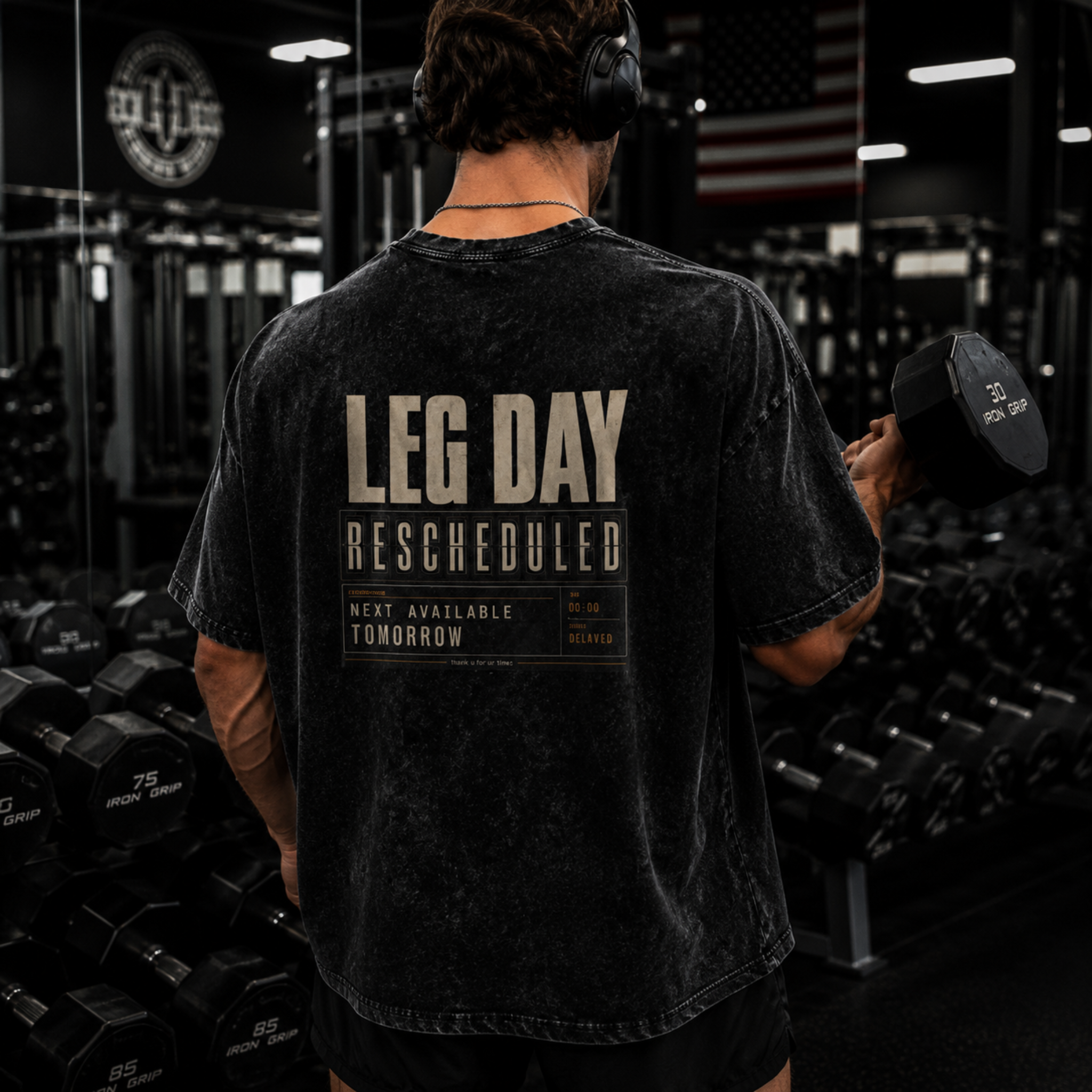 Leg Day Rescheduled Snow Washed Oversized Cotton T-Shirt