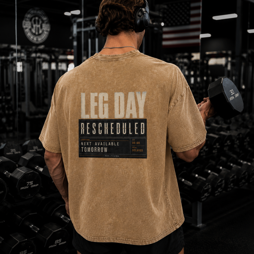 Leg Day Rescheduled Snow Washed Oversized Cotton T-Shirt