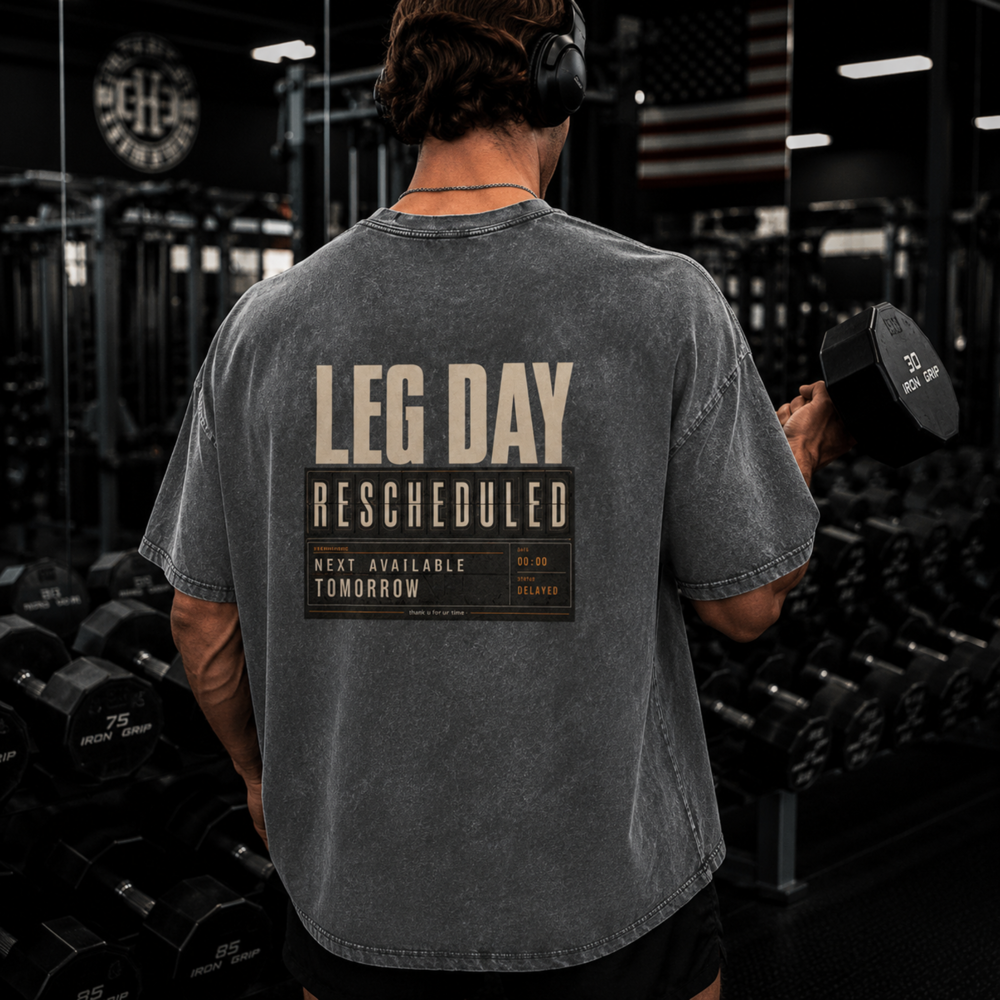 Leg Day Rescheduled Snow Washed Oversized Cotton T-Shirt