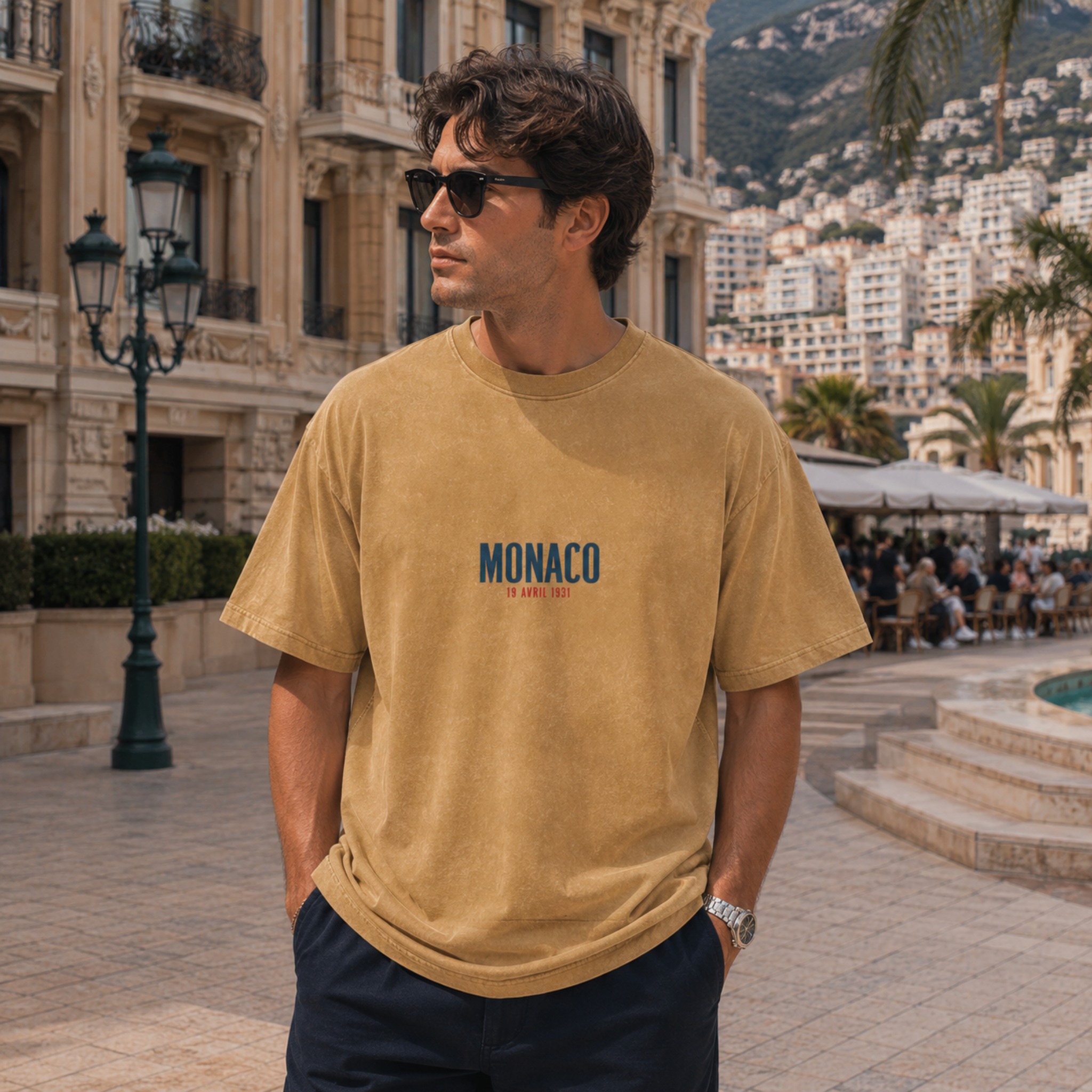 Vintage Monaco 1931 Snow Washed Oversized Cotton T-Shirt