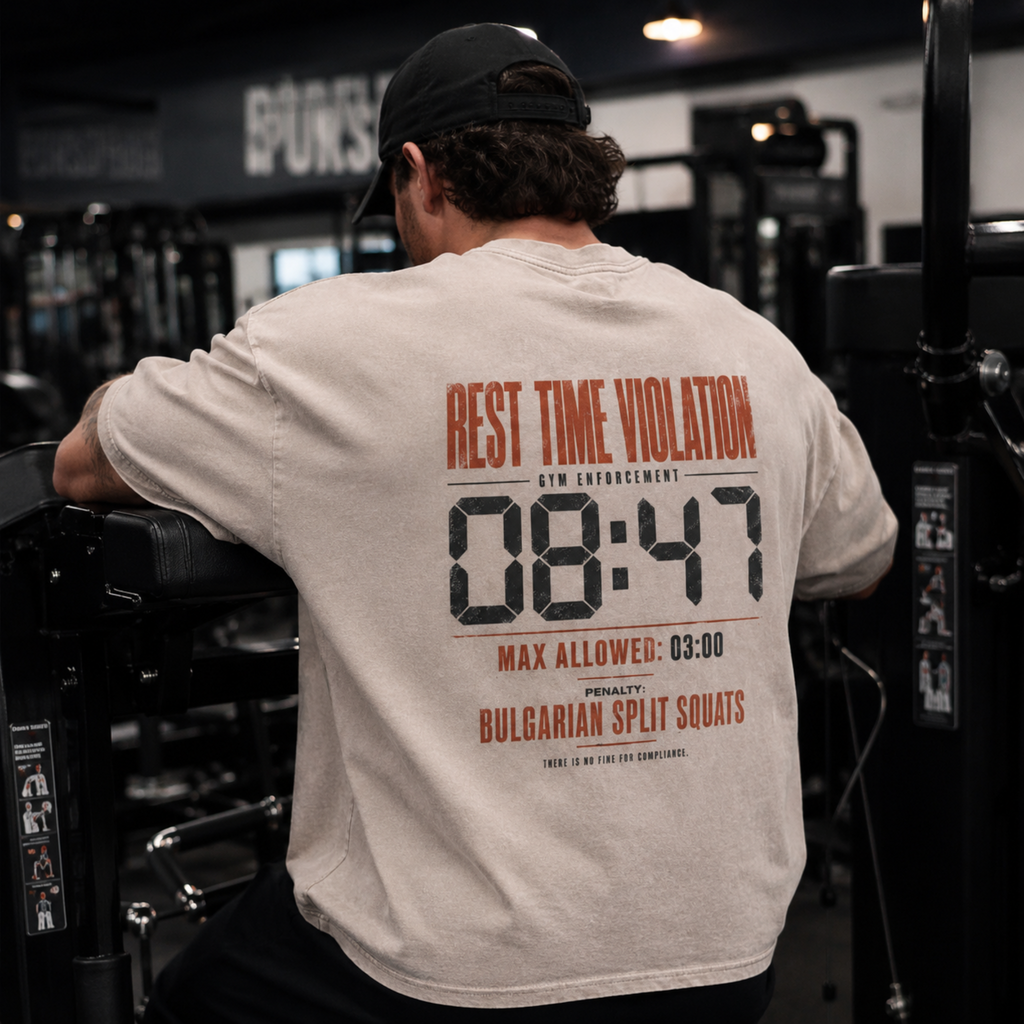 Rest Time Violation Snow Washed Oversized Cotton T-Shirt