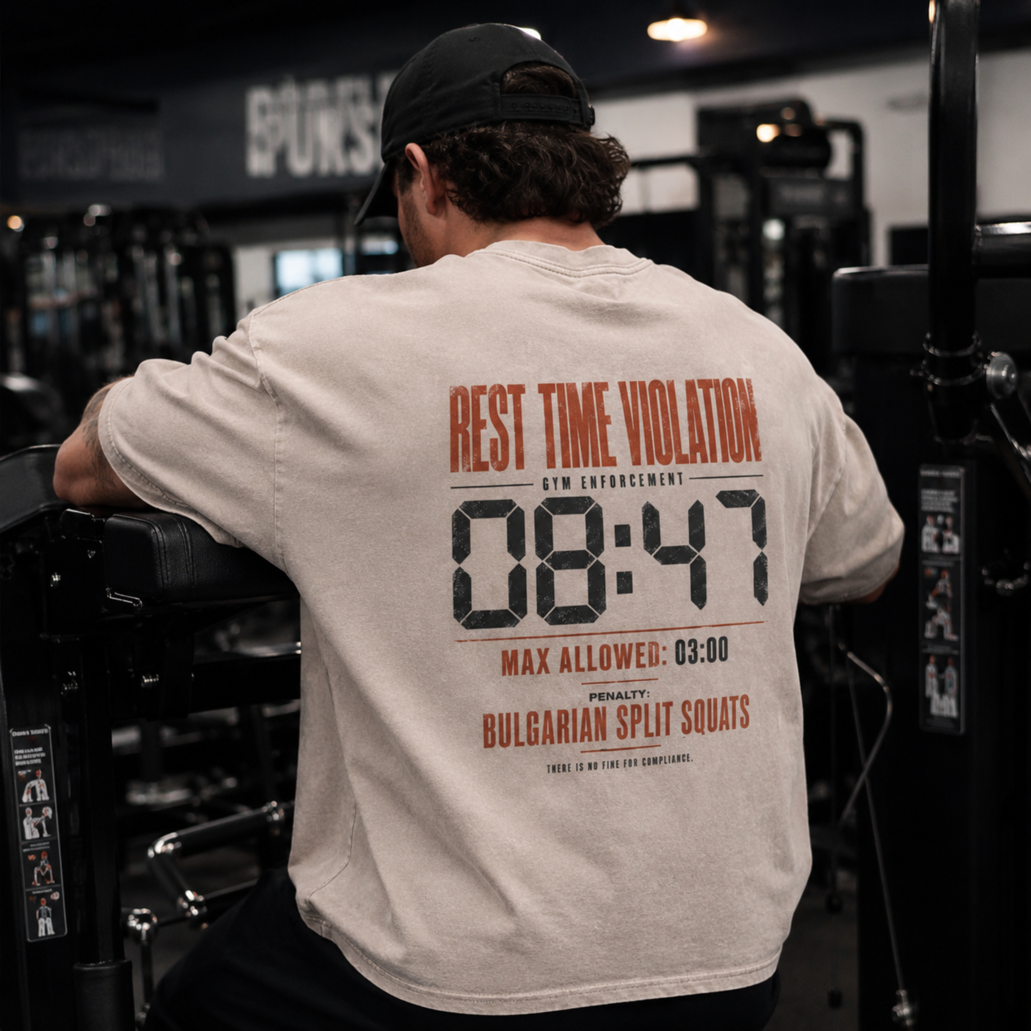 Rest Time Violation Snow Washed Oversized Cotton T-Shirt