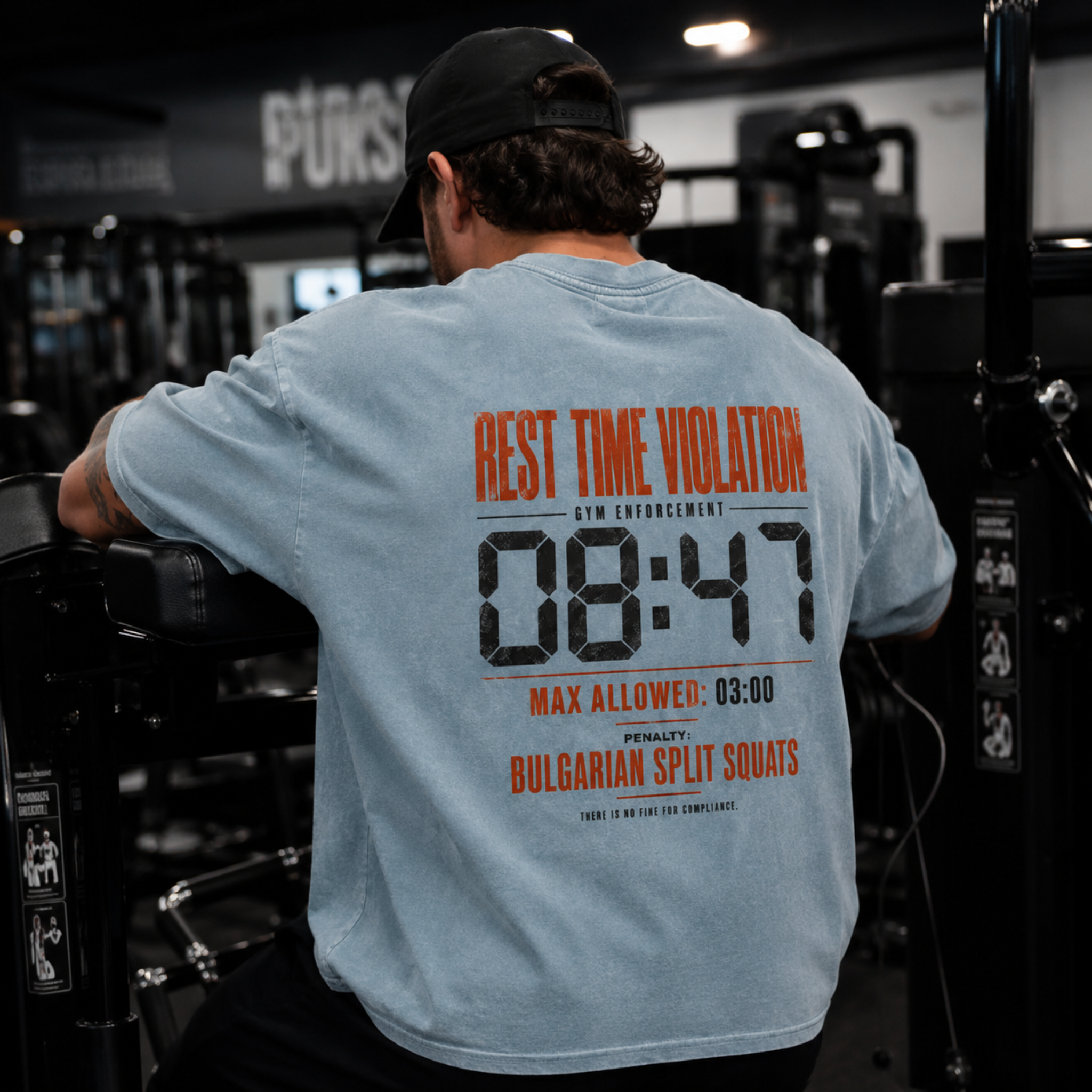 Rest Time Violation Snow Washed Oversized Cotton T-Shirt