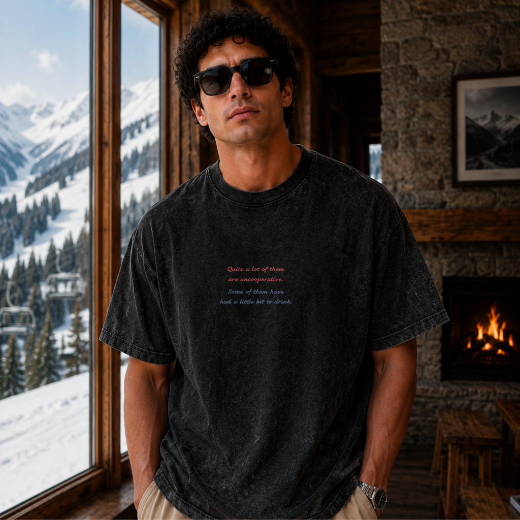 Retro Snowboarder Snow Washed Oversized Cotton T-Shirt