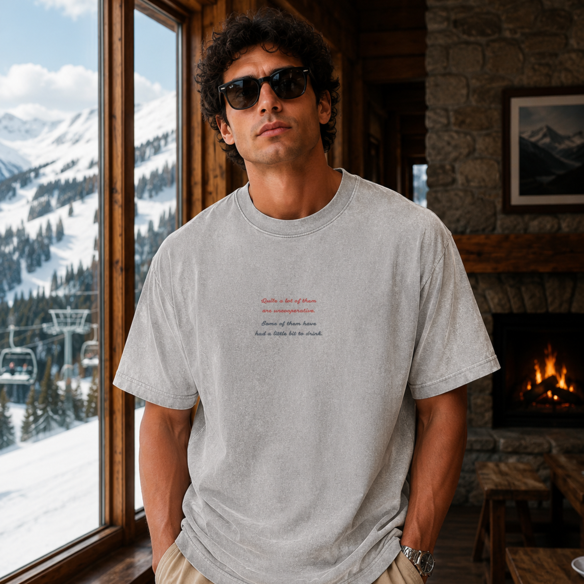 Retro Snowboarder Snow Washed Oversized Cotton T-Shirt