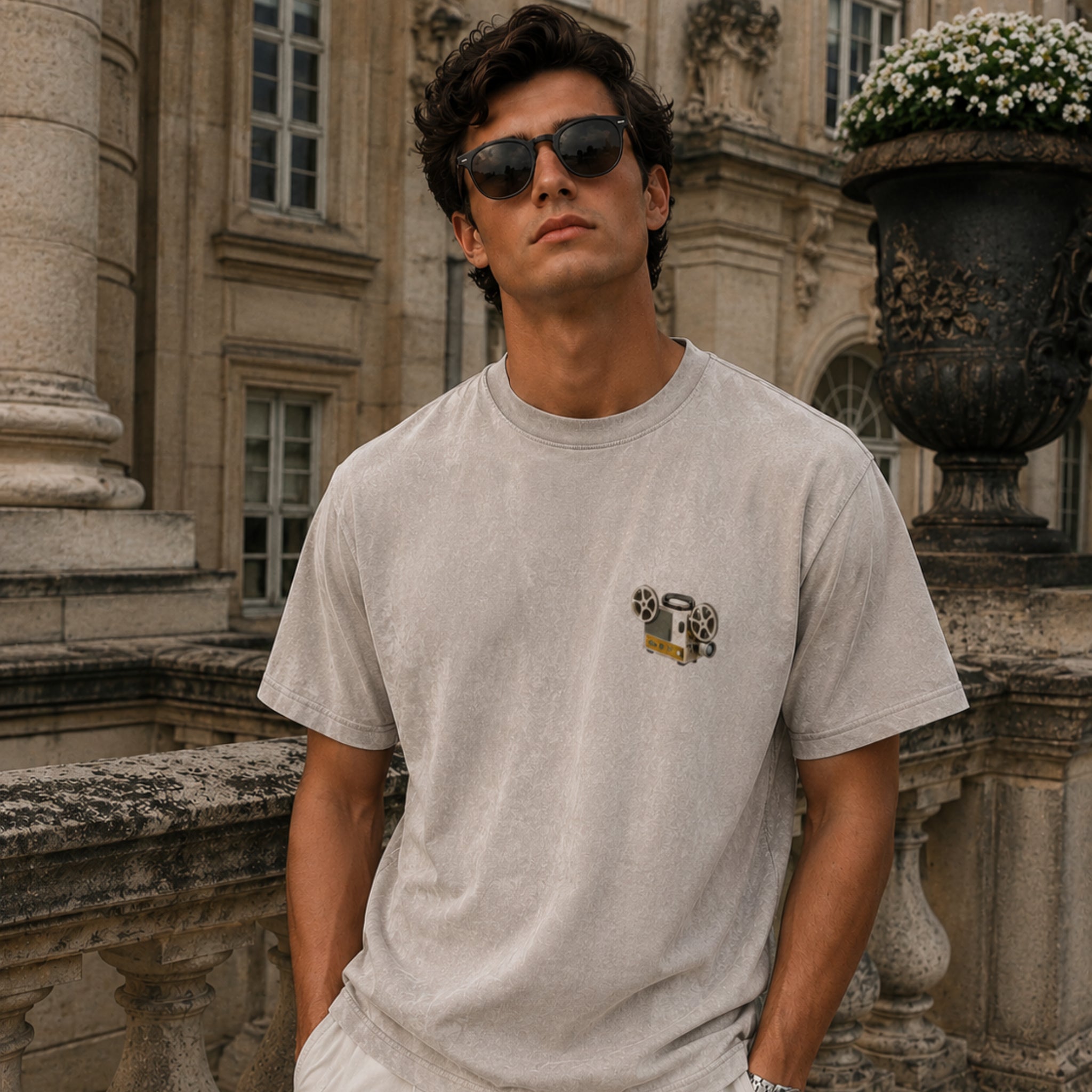 8MM Projector Oversized Snow Washed Tee