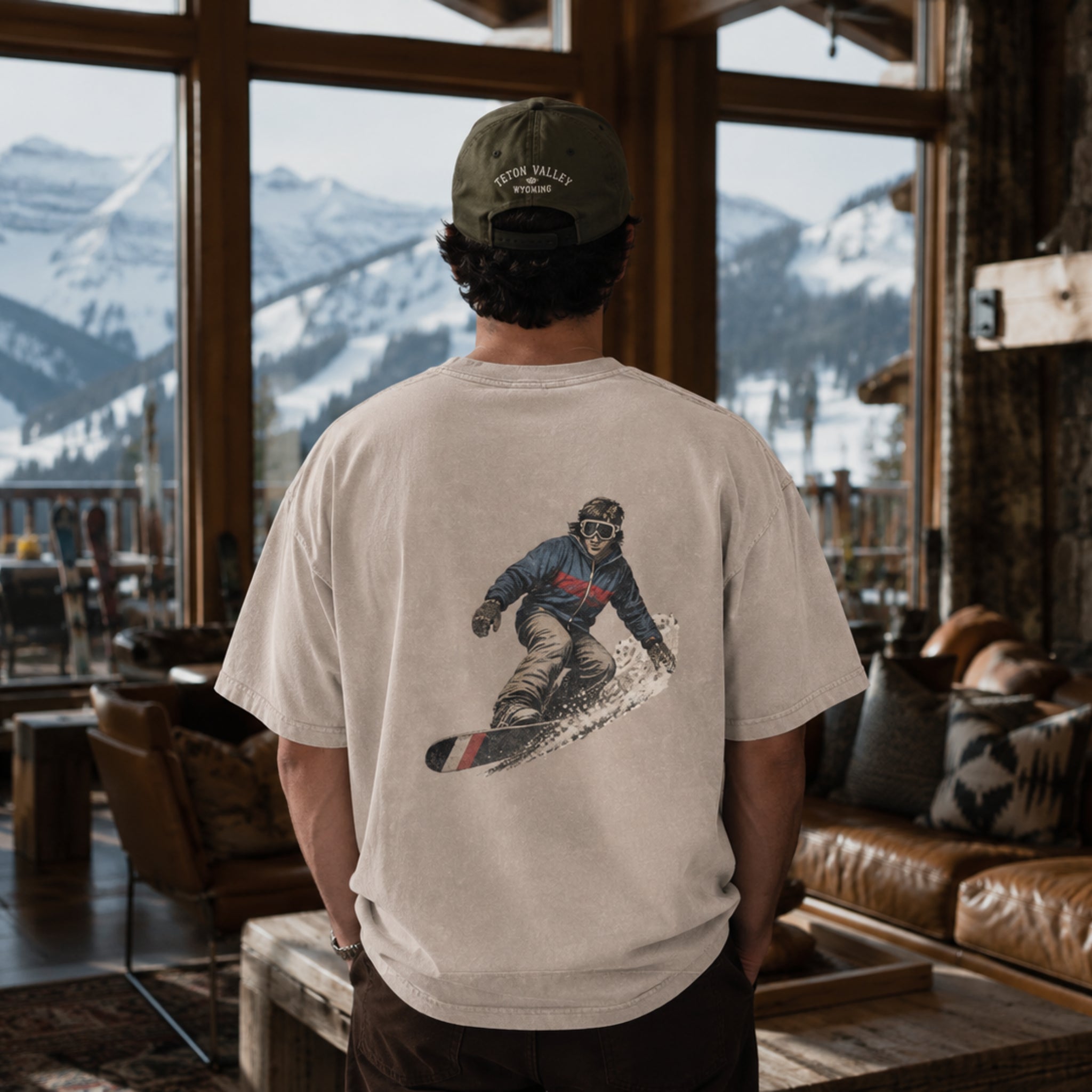 Retro Snowboarder Oversized Snow Washed Tee