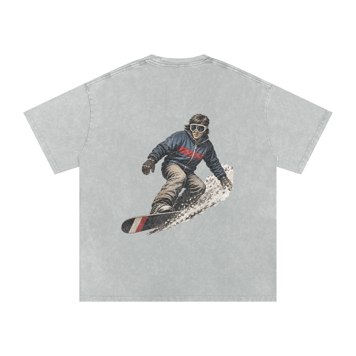 Retro Snowboarder Snow Washed Oversized Cotton T-Shirt